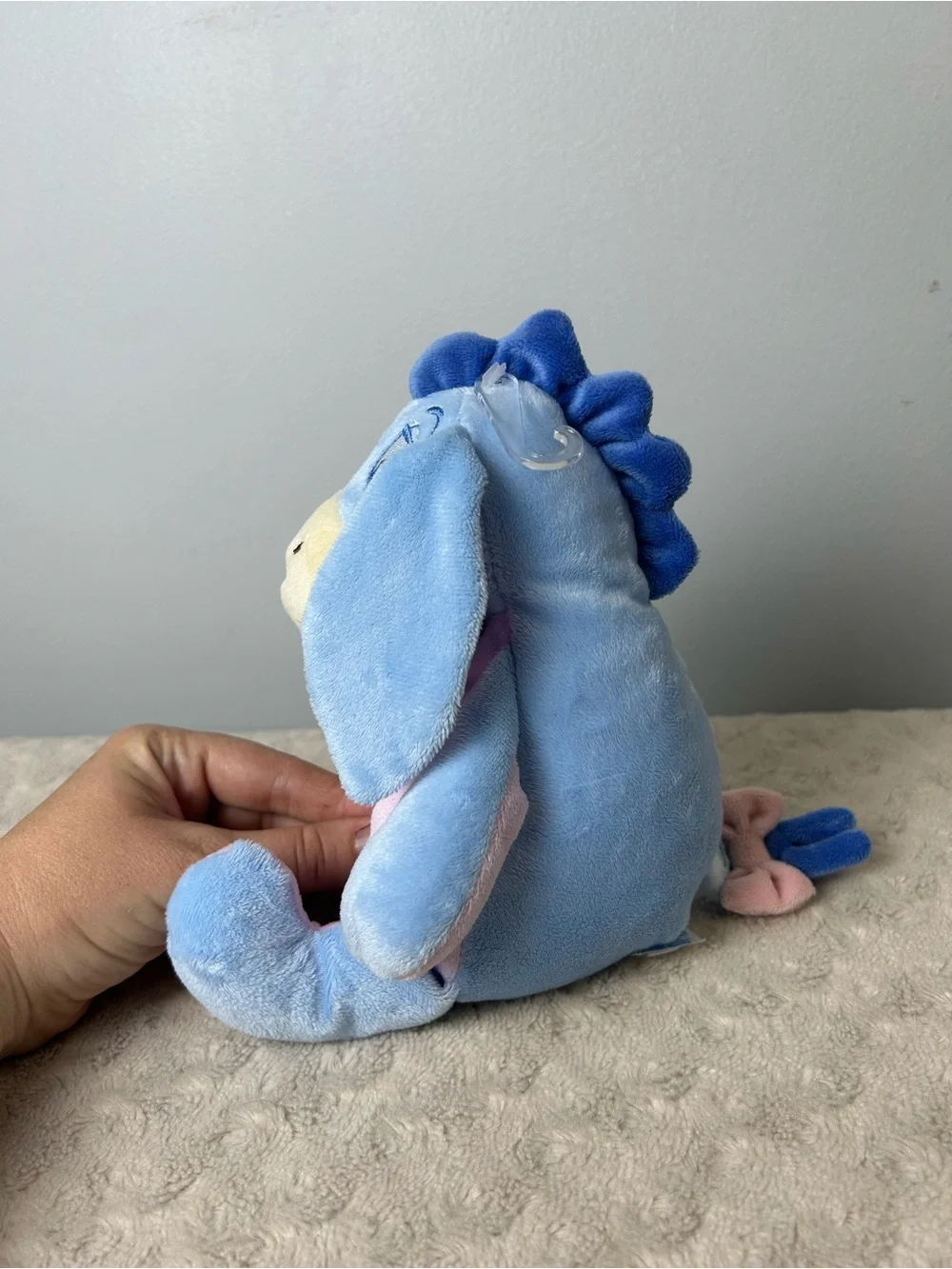 Disney Kids Preferred Eeyore Plush Stuffed Animal Blue Pink Bow Crinkle Ears